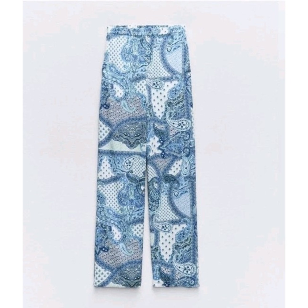 Zara Paisley Print Pull On Wide Leg Pants Size XL NWOT - Picture 8 of 12